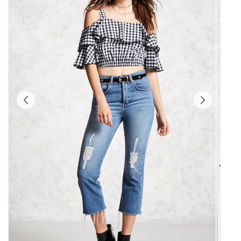Contemporary Gingham Crop Top